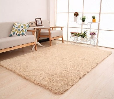 Soft White Plush Living Room Rug Carpet