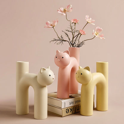 Cute Tube Cat Vase