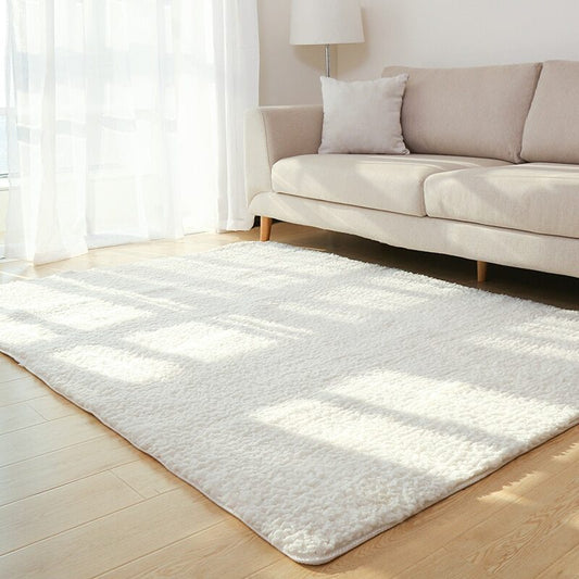 Soft White Plush Living Room Rug Carpet