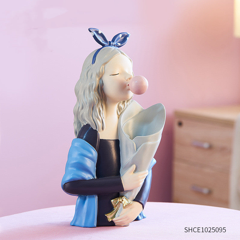 Nordic Girl Figurine Resin Sculpture Abstract Art