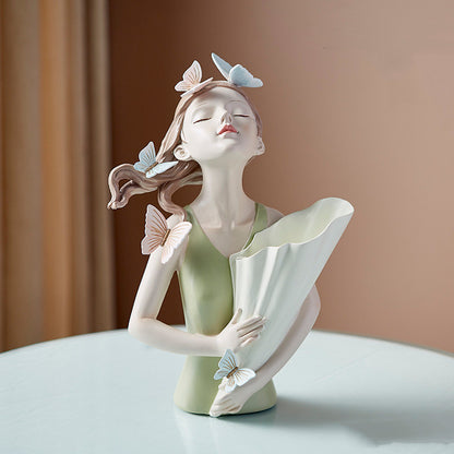 Nordic Girl Figurine Resin Sculpture Abstract Art