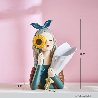 Nordic Girl Figurine Resin Sculpture Abstract Art